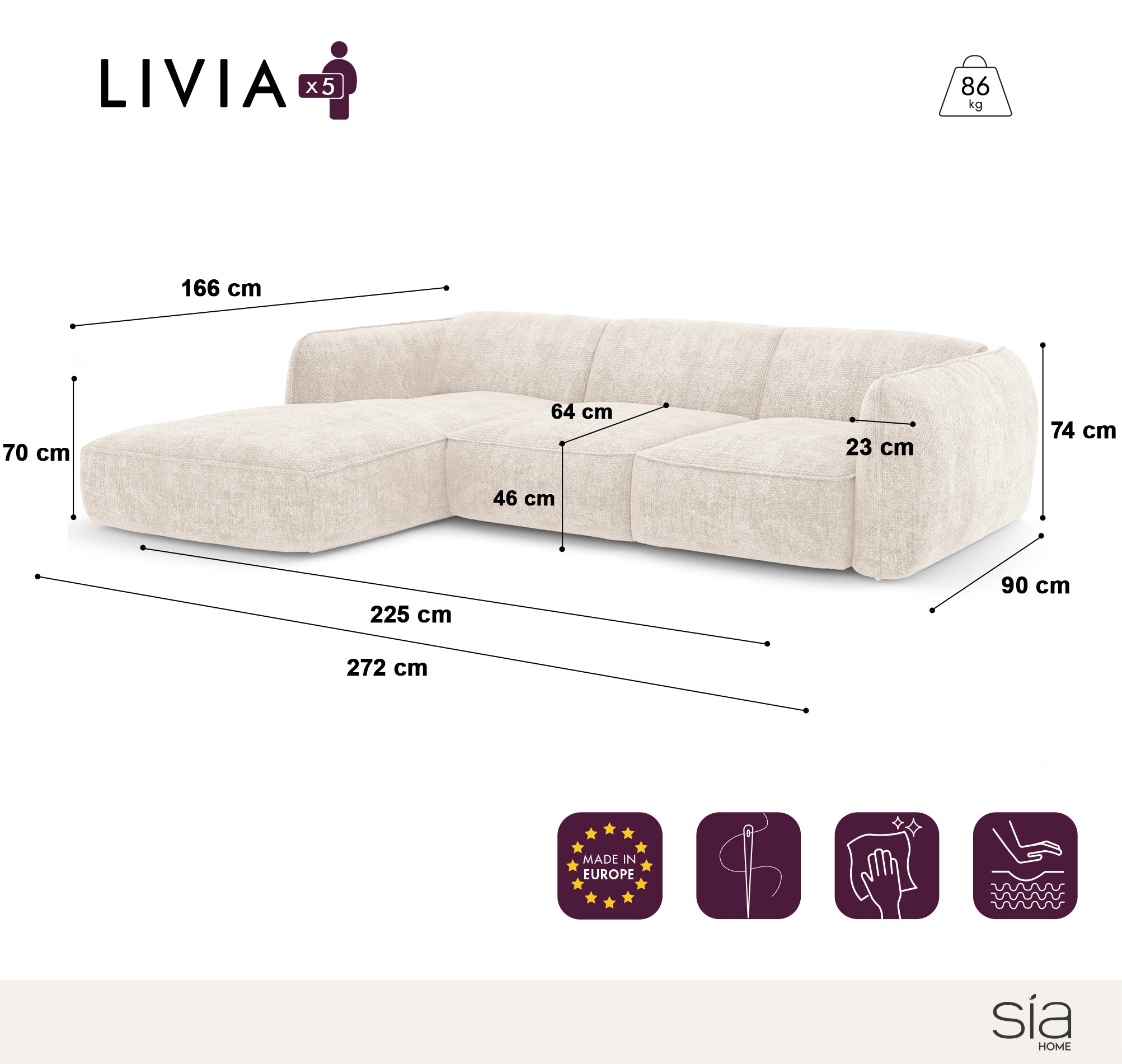 sia-deco-livia-canap-angle-gauche-cr-me-arrondi image 7