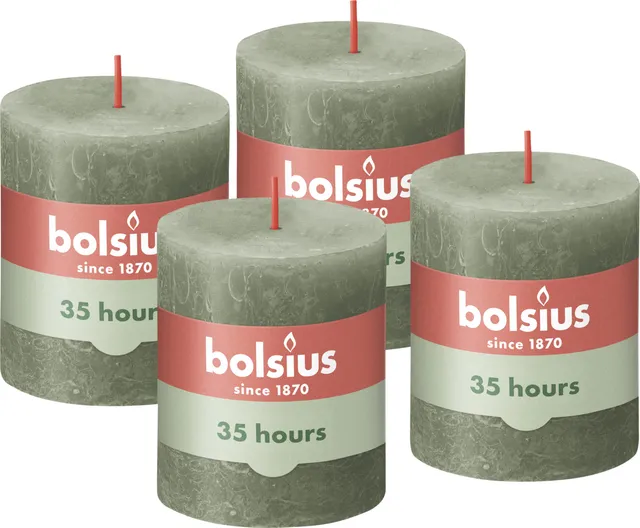 bolsius-bougies-rustiques-pilier-8x7-cm-vert-olive image 1