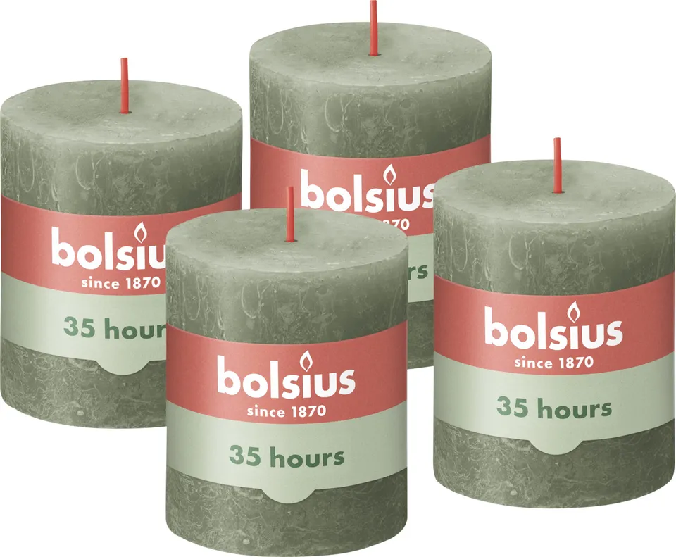 bolsius-bougies-rustiques-pilier-8x7-cm-vert-olive image 1