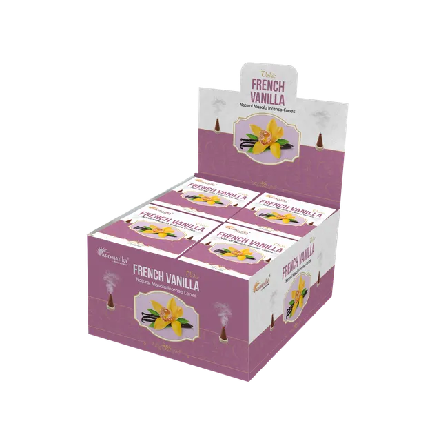 aromatika-vedic-incense-cones-vanille-c-nes-d-encens-x120-cr-meux image 1