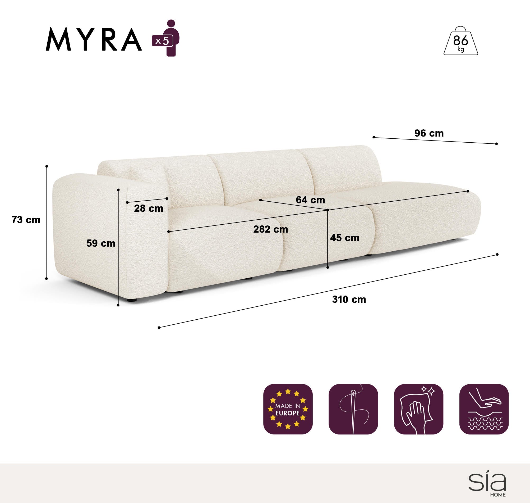 sia-myra-canap-droit-cr-me-5-places-arrondi image 5