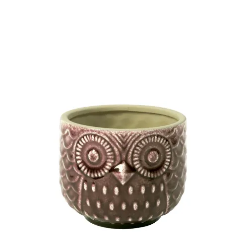 sia-antica-cache-pot-owly-c-ramique-marron-10-5-cm image 1