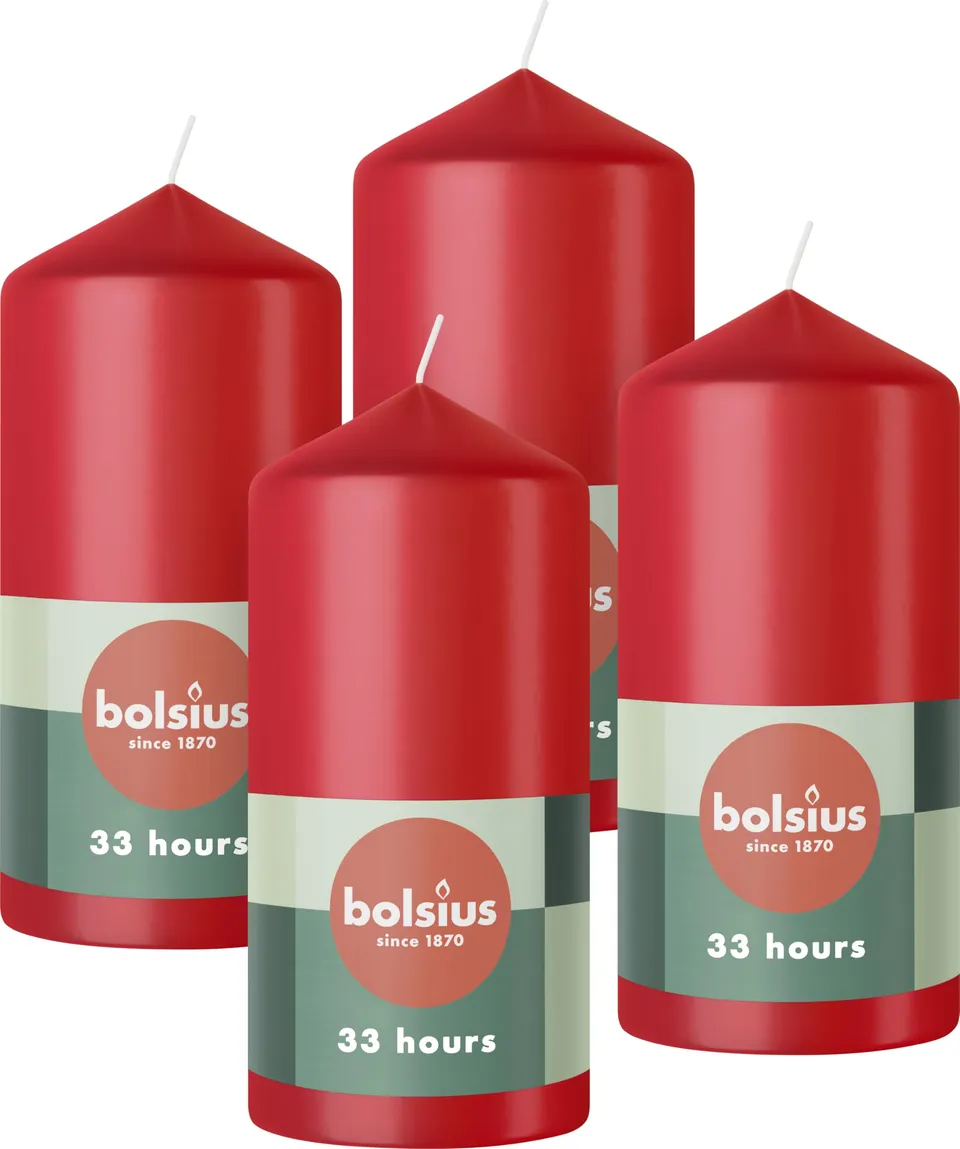 bolsius-essentials-bougie-pilier-rouge-lot-4-33h image 1