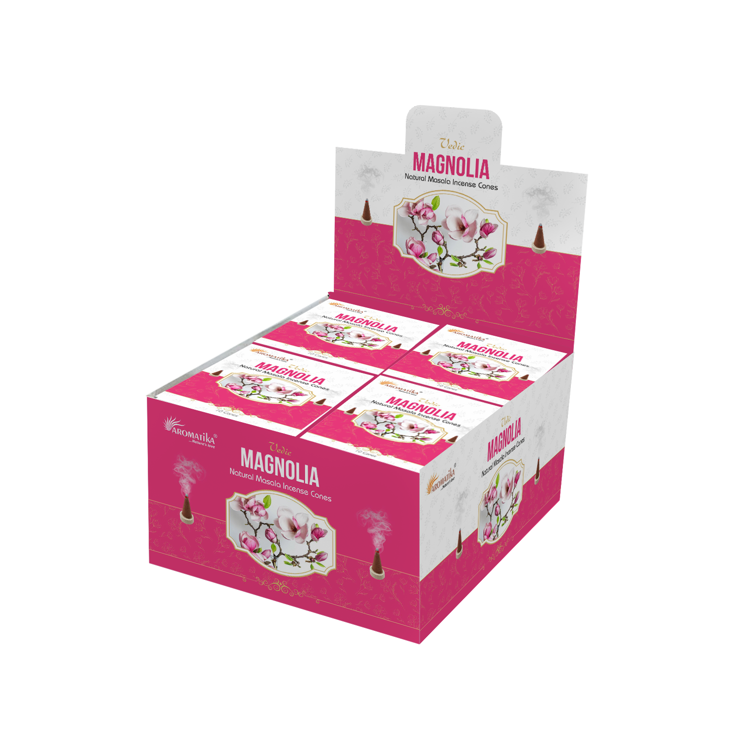 aromatika-vedic-incense-cones-c-nes-d-encens-magnolia-x120-floral image 1