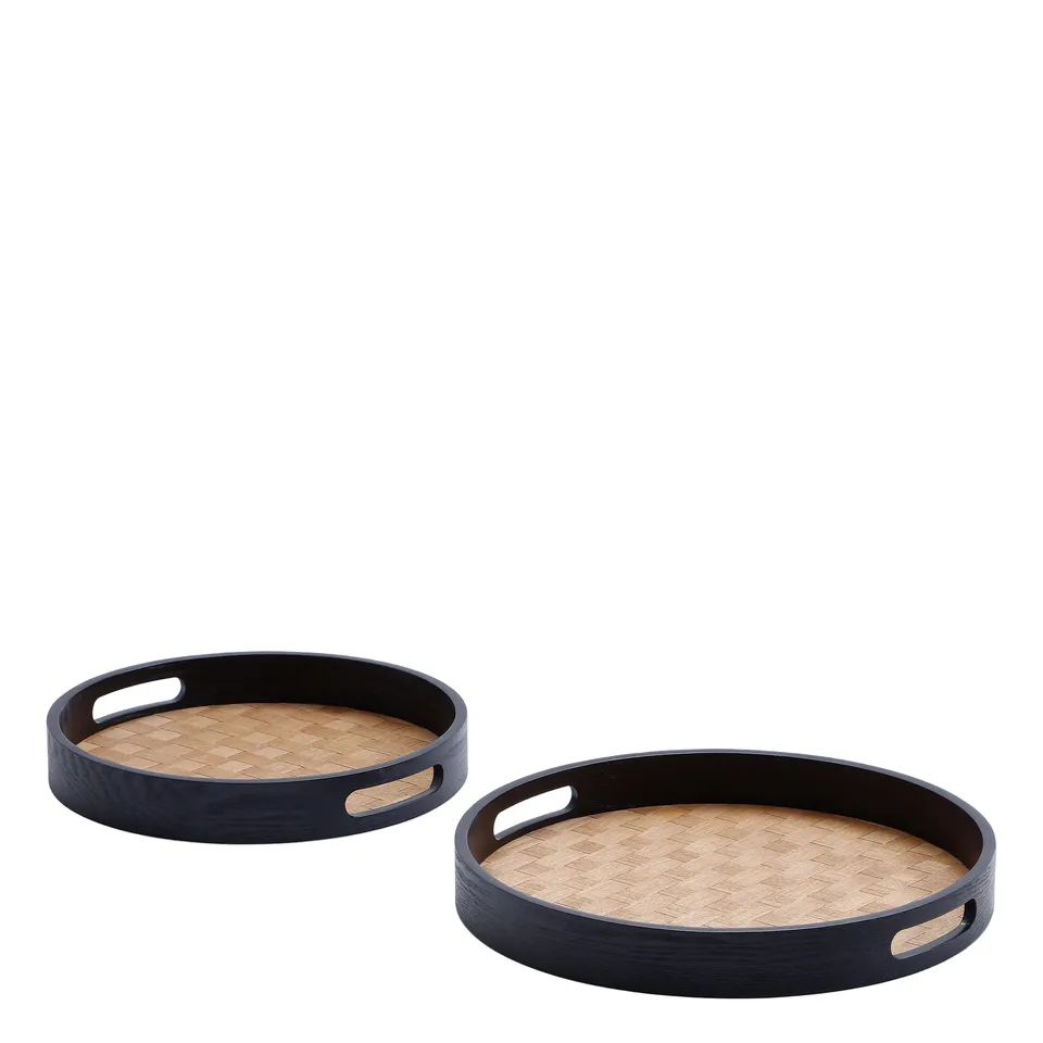 sia-deco-arlo-plateaux-ronds-zenko-noir-lot-de-2-bois image 1