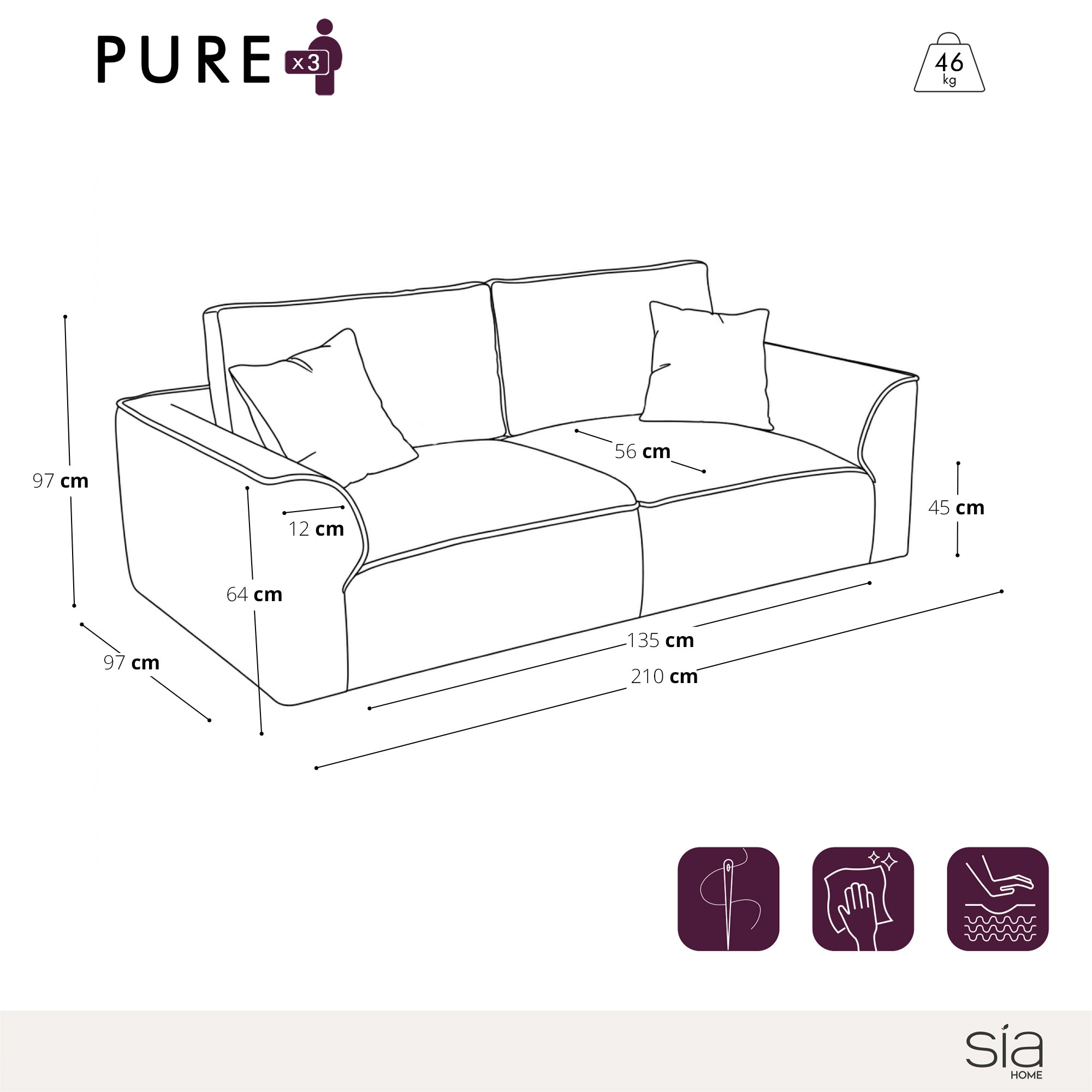sia-deco-haussmann-canap-pure-3-places-cr-me-velours-chenill image 5