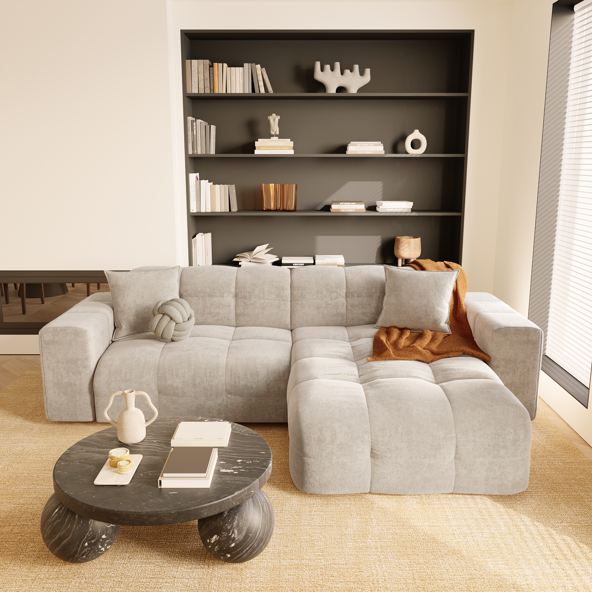 sia-mael-canap-angle-droit-cr-me-5-places-tissu-arrondi image 2
