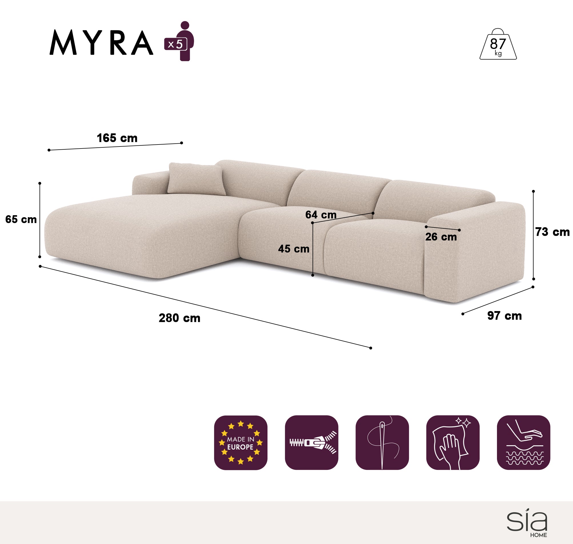 sia-myra-canap-angle-gauche-tissu-cr-me-5-places image 5