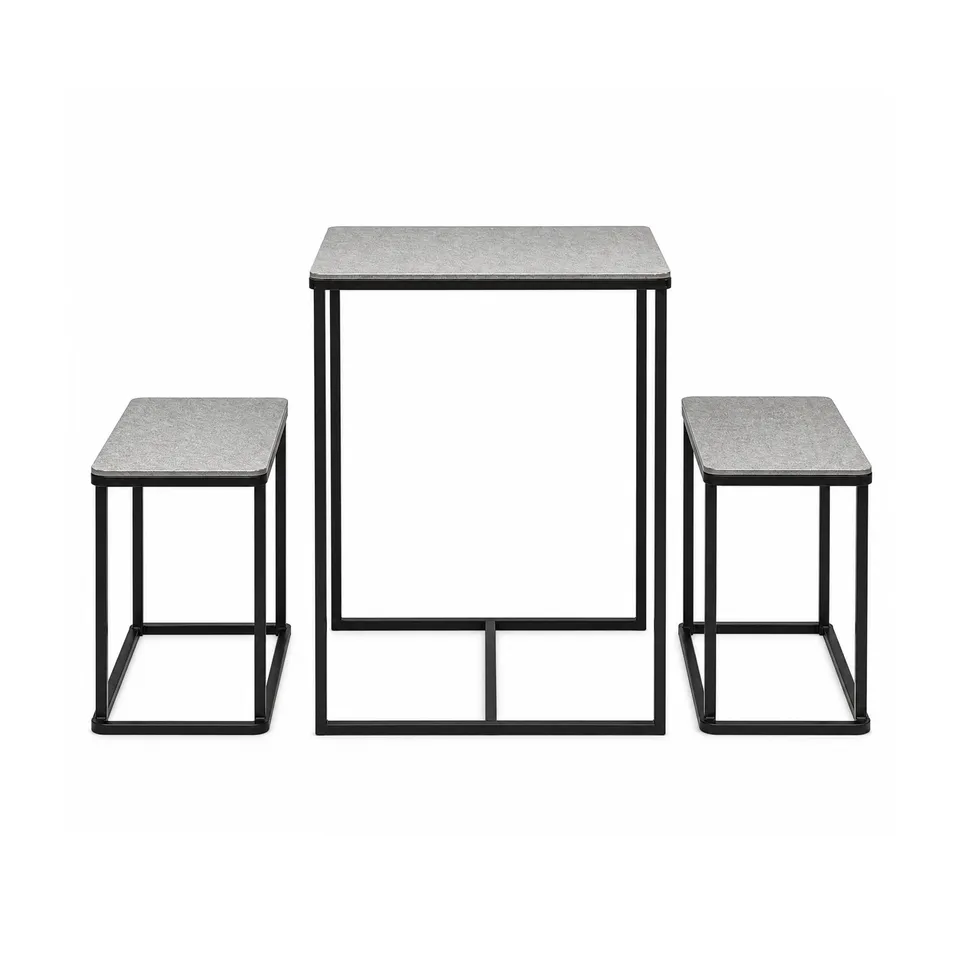 sia-deco-charlie-table-avec-2-bancs-argent-et-noir-fer image 1