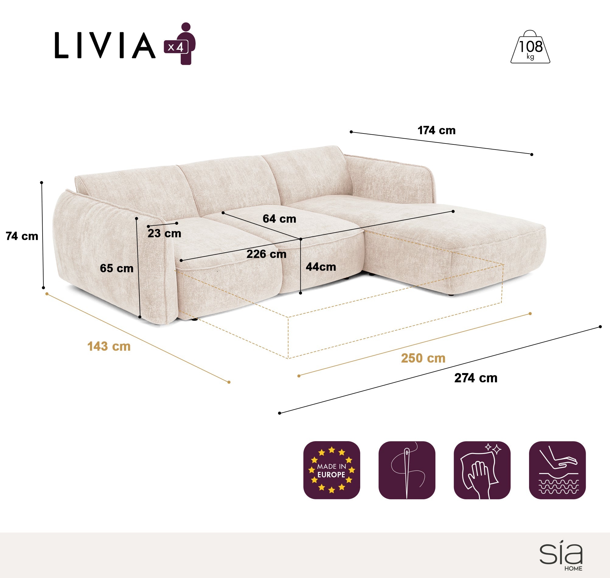 sia-livia-canap-angle-droit-convertible-cr-me image 7