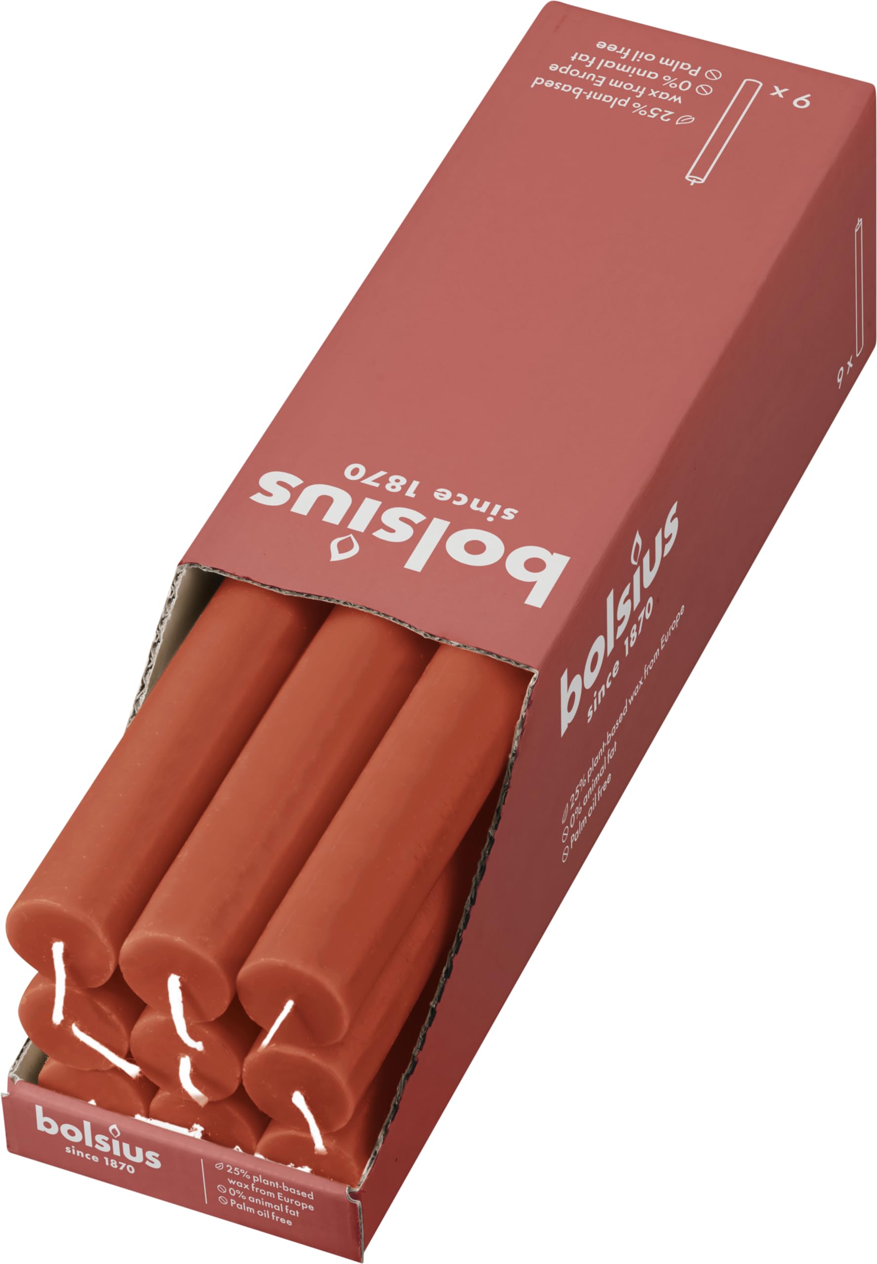 bolsius-bougies-rustiques-bougie-orange-27cm-lot-9-13h image 1