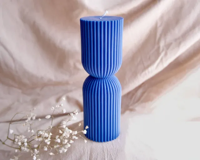 am-cla-colonne-bleue-bougie-d-corative-bleue-17-5-cm-cire-v-g-tale image 1