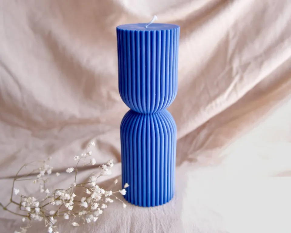 am-cla-colonne-bleue-bougie-d-corative-bleue-17-5-cm-cire-v-g-tale image 1