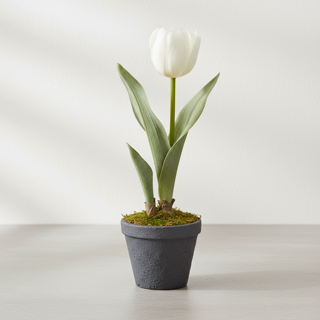 sia-deco-noah-tulipe-givr-e-plante-artificielle-blanc-pot-27-cm image 2