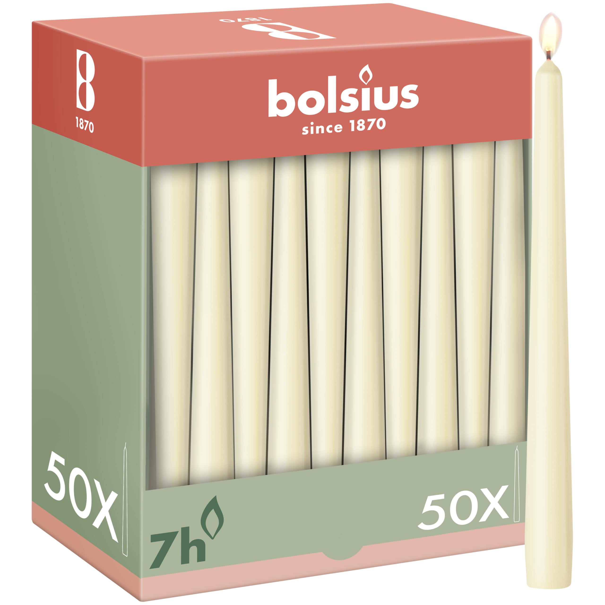 bolsius-bougies-de-d-ner-24-5-cm-bougie-conique-cru-lot-50 image 1