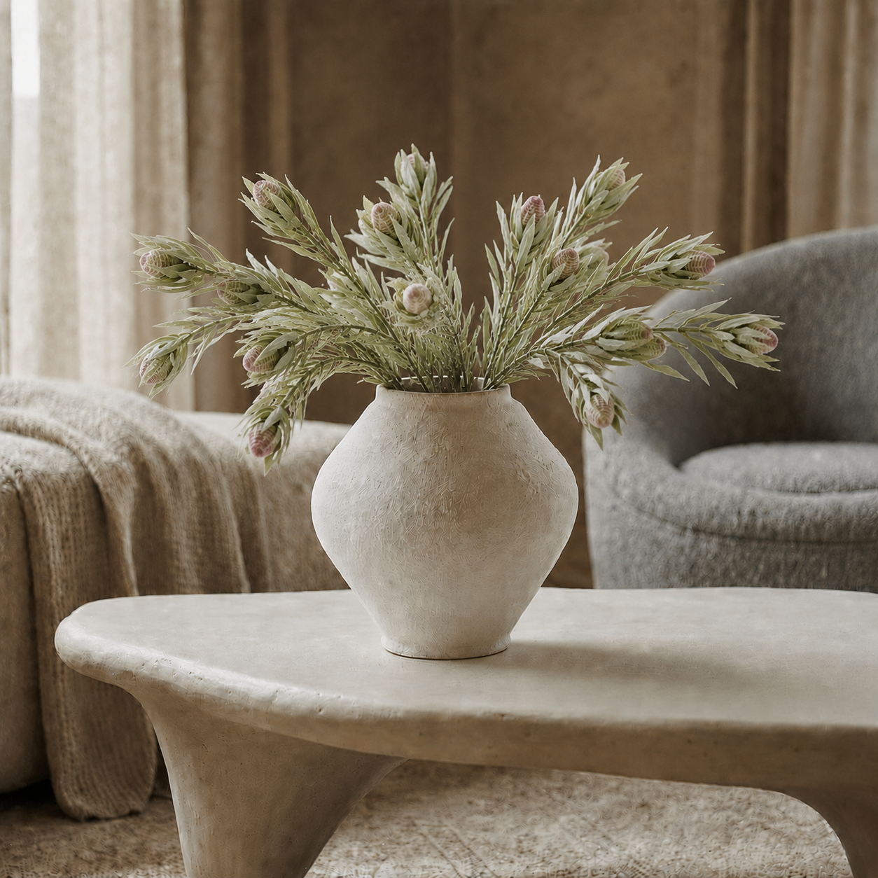 sia-noah-feuillage-protea-tombant-rose-77-cm image 4
