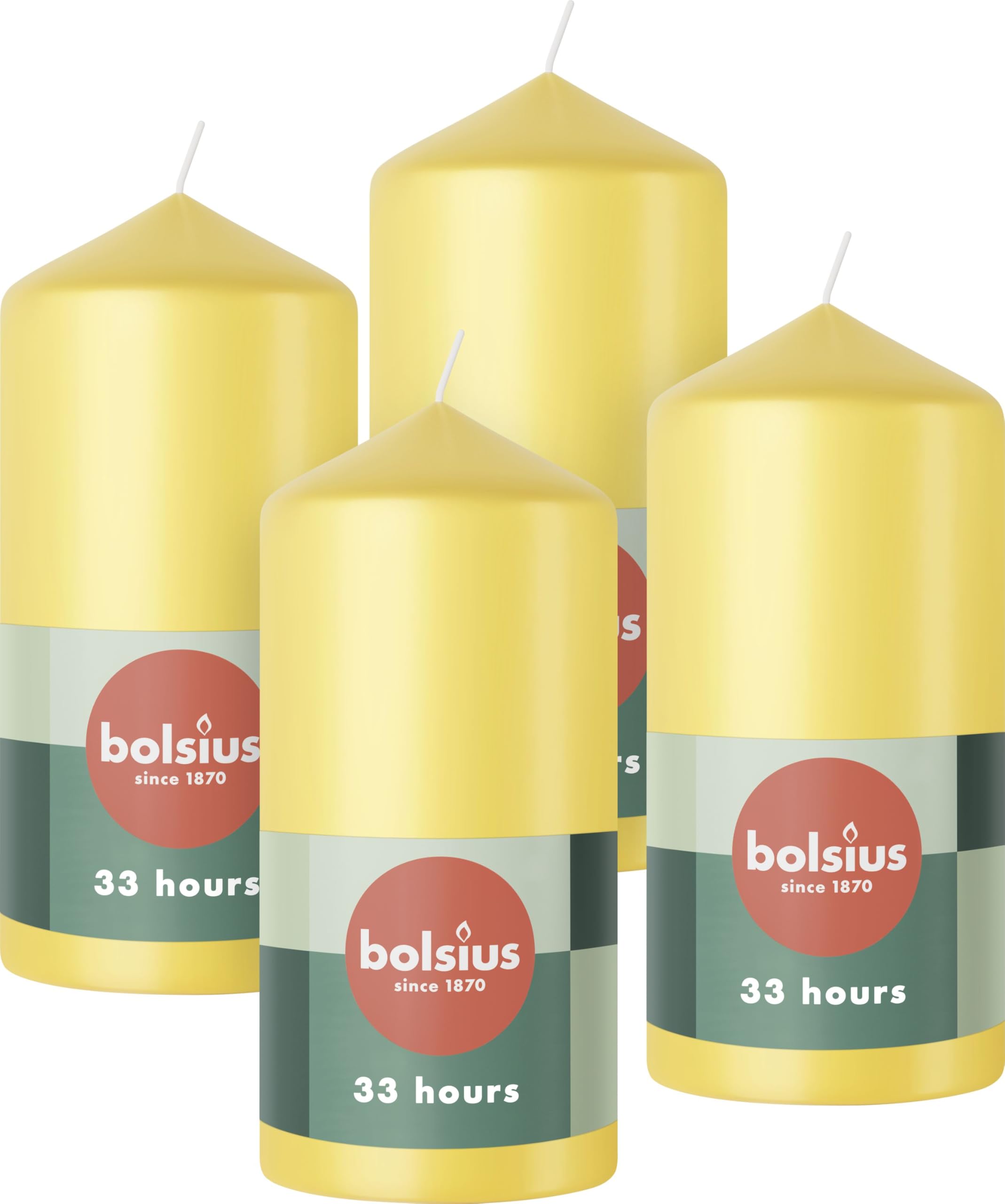 bolsius-bougies-piliers-12x6cm-lot-4-bougie-jaune-33h image 1
