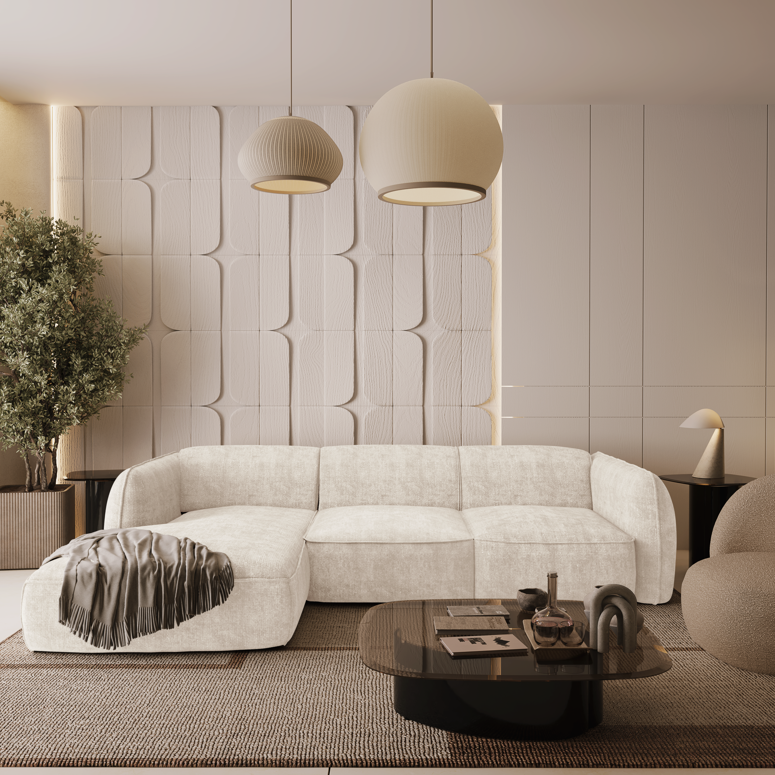 sia-livia-canap-angle-gauche-cr-me-5-places-arrondi image 2