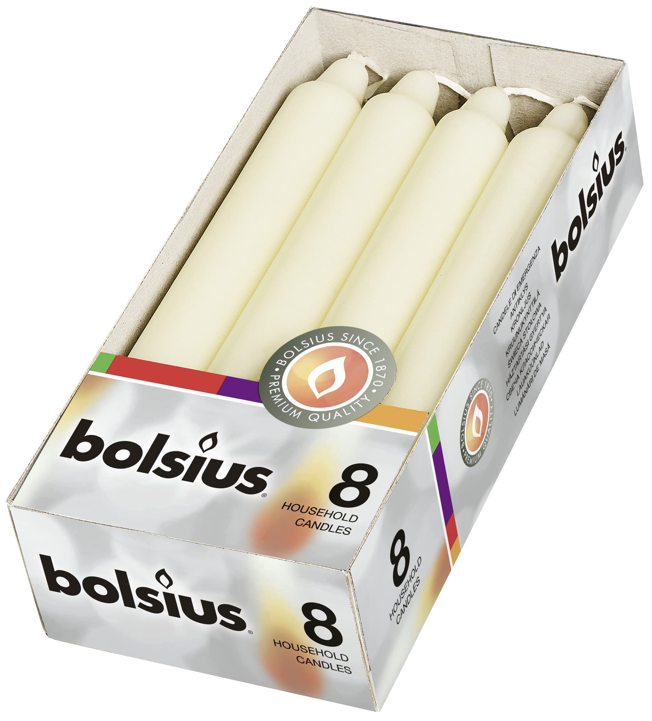 bolsius-bougies-piliers-crown-8-piliers-ivoire-18-cm-6h image 1