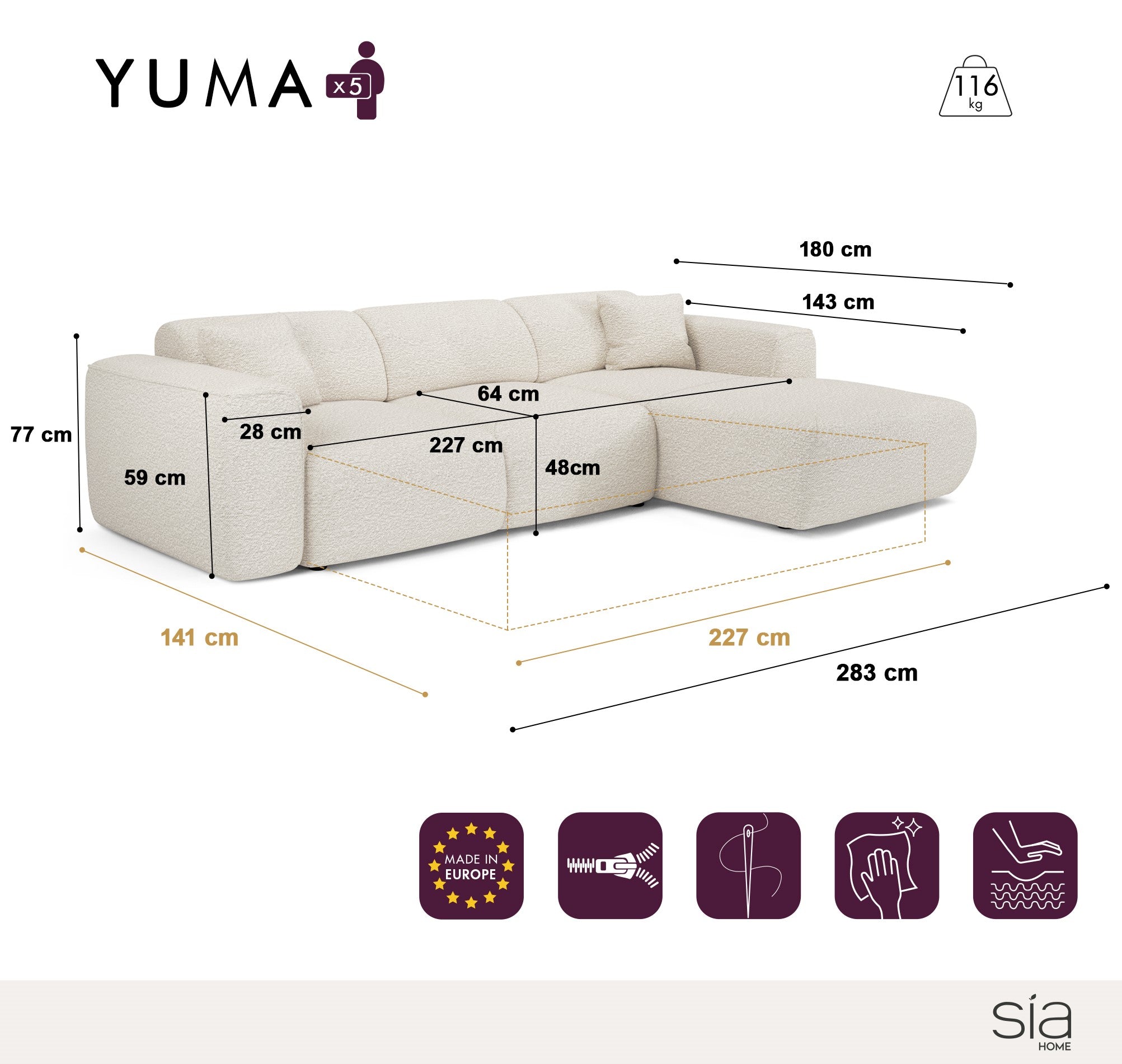 sia-yuma-canap-convertible-angle-droit-cr-me-5-places image 7