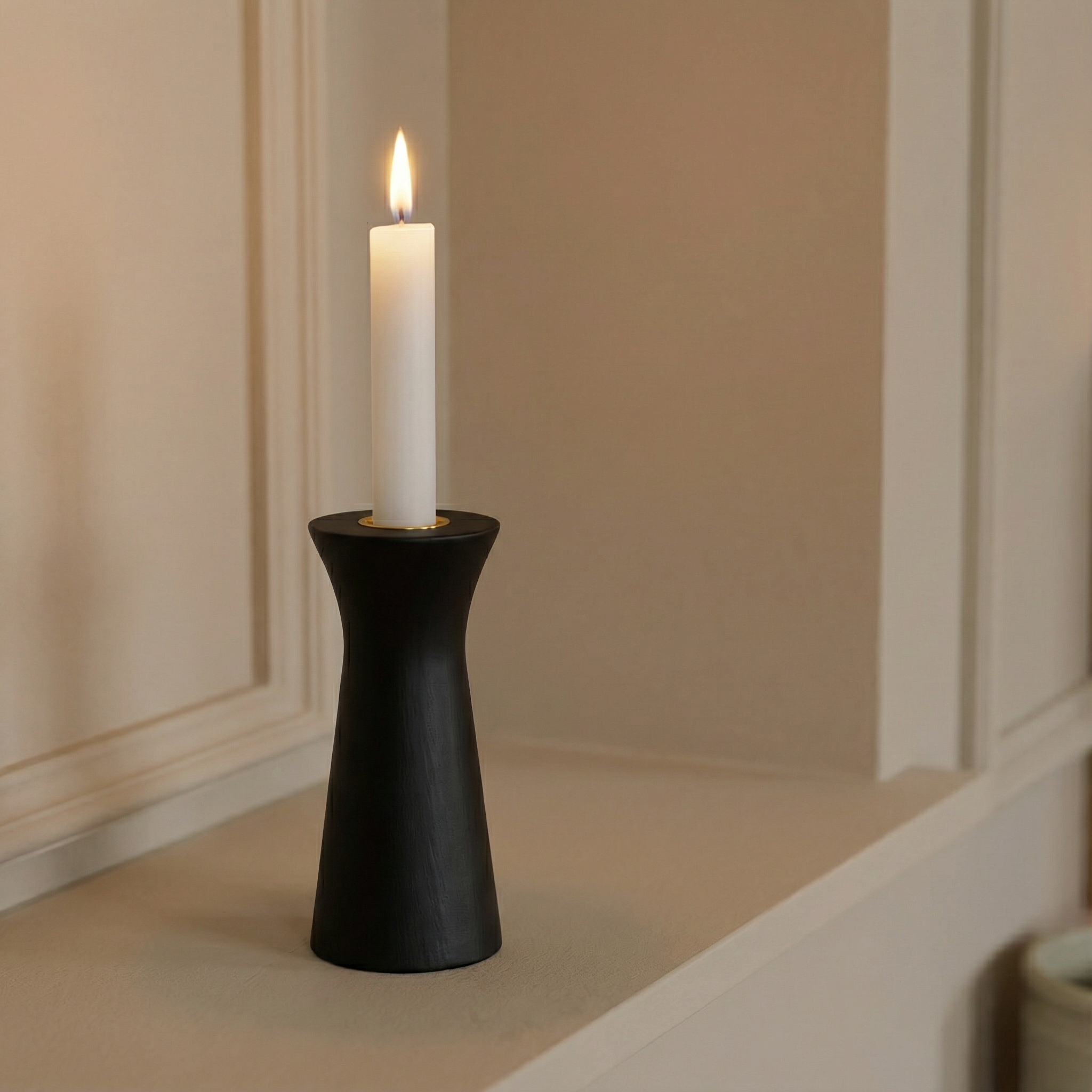 sia-deco-nora-elya-20-cm-bougeoir-bois-noir image 2
