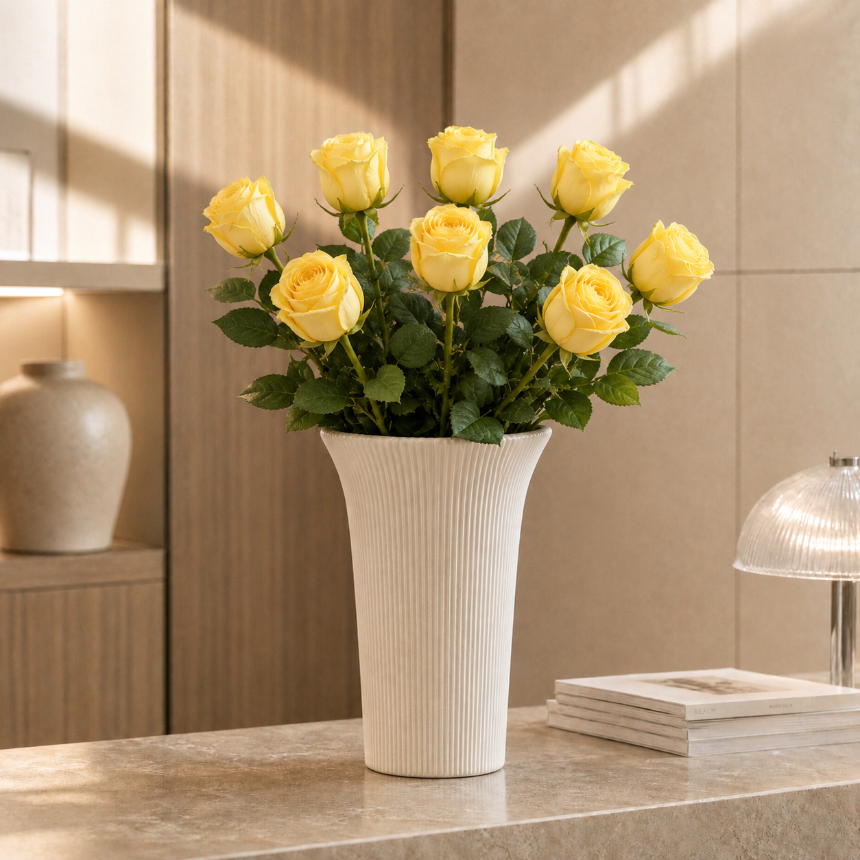 sia-noah-rose-kate-tige-fleur-artificielle-jaune-49-cm image 2
