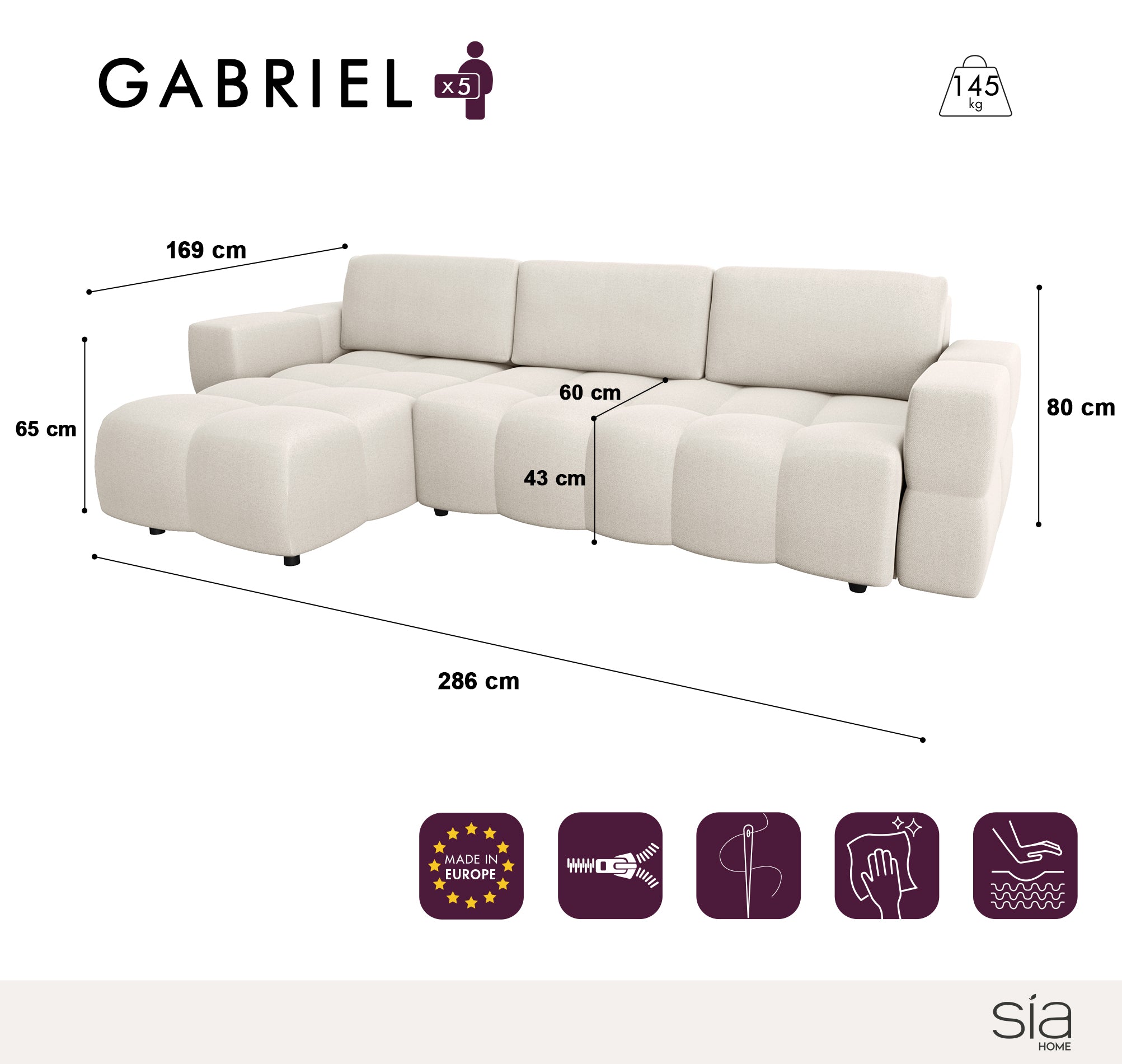 sia-deco-gabriel-canap-convertible-angle-droit-taupe-5-places image 8