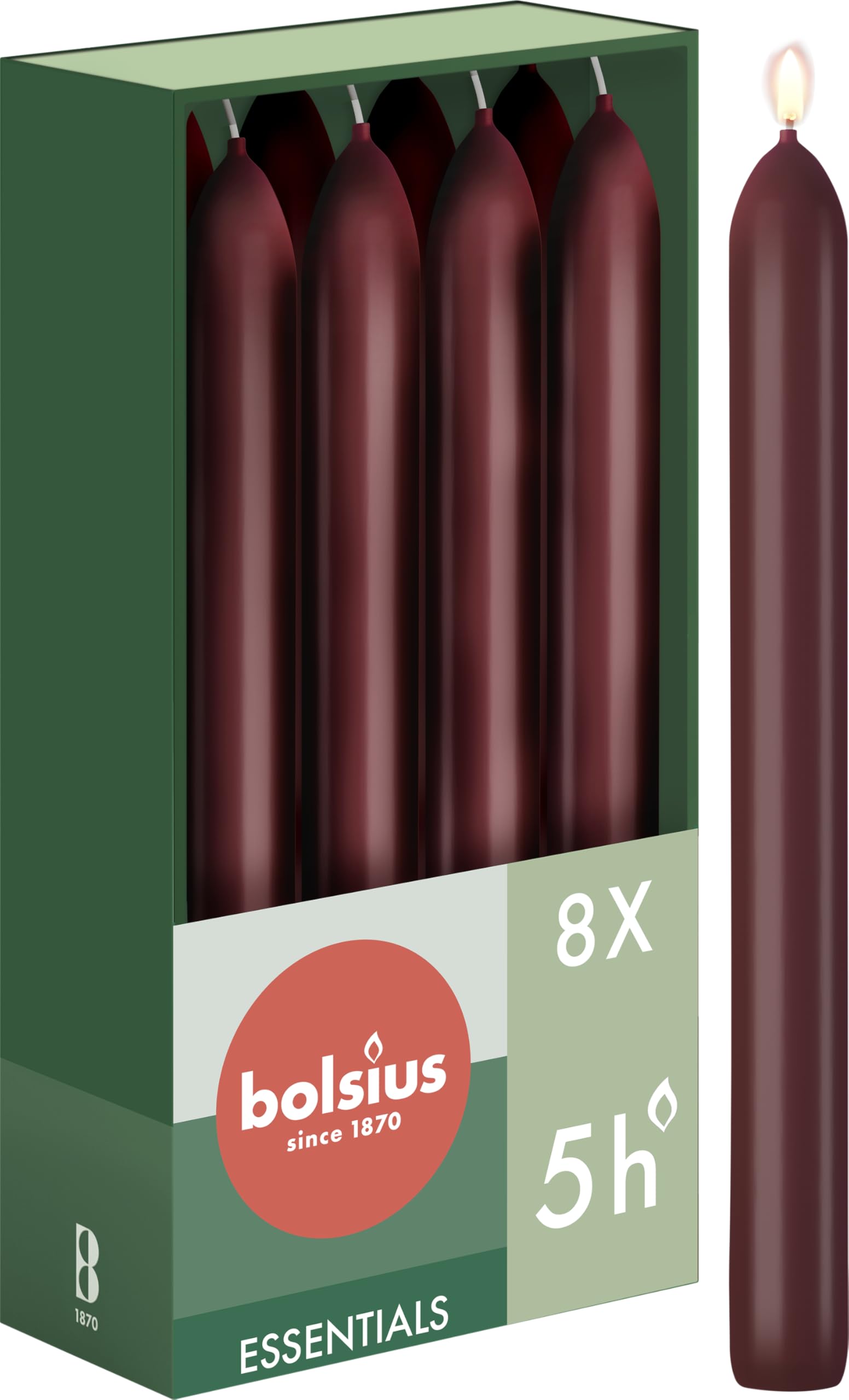 bolsius-essentials-bougie-d-ner-rouge-bordeaux-17-cm-lot-8 image 1