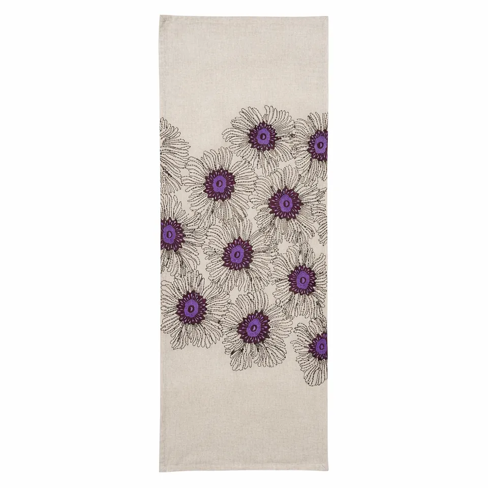 sia-nola-flowers-chemin-de-table-coton-beige-140-cm image 1